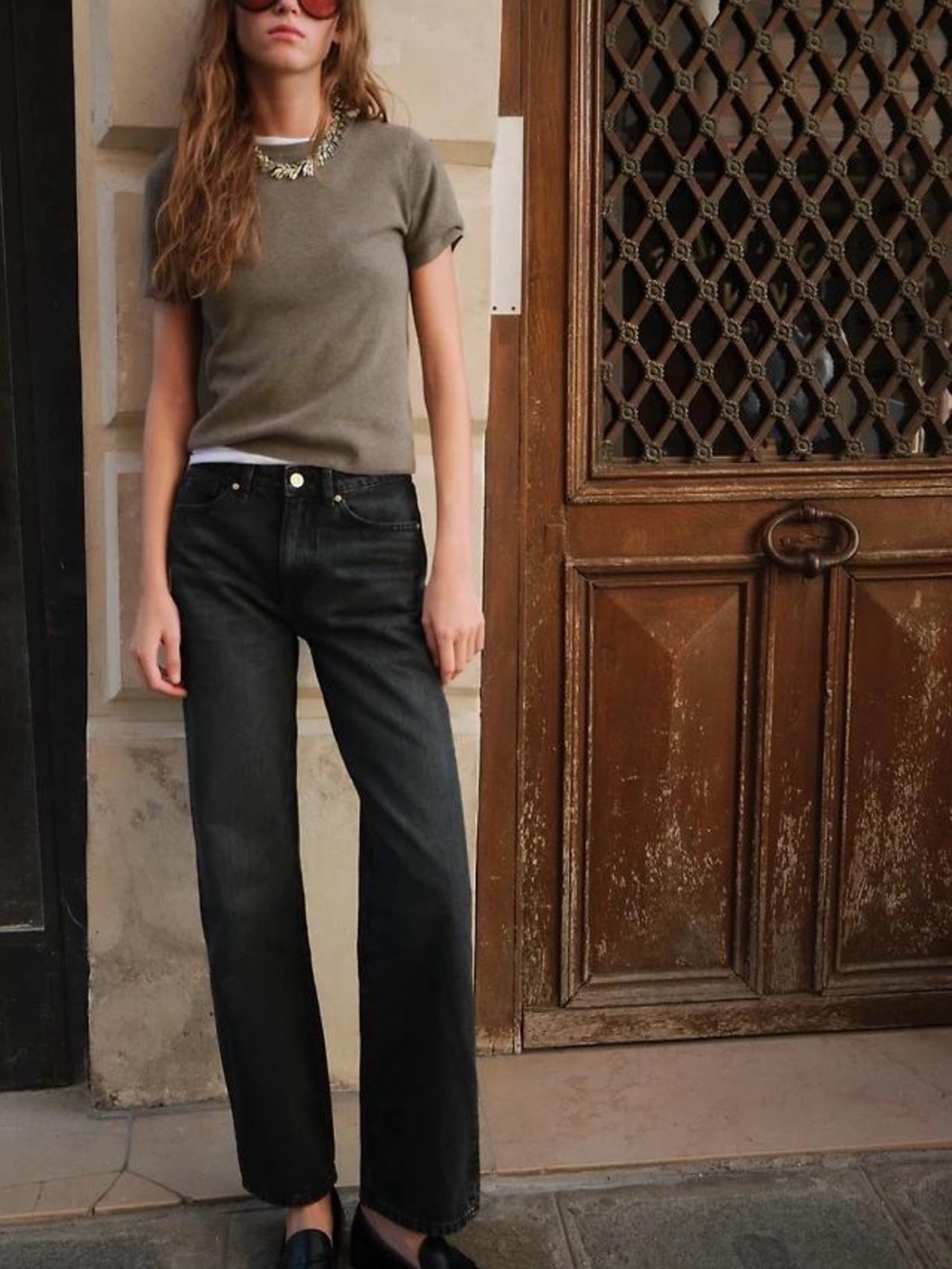 Zara Straight-Leg Jeans in Washed Black